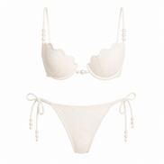 Luna İnci Detaylı Beyaz Bikini