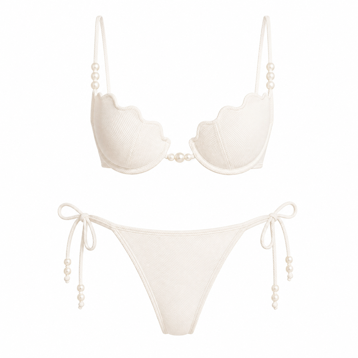 Luna İnci Detaylı Beyaz Bikini